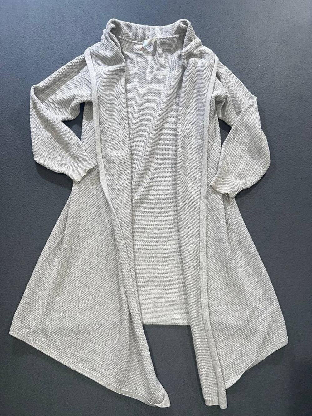 Free People FP Beach Cardigan gray Textured Duster Long Sleeve Sz Small A010656